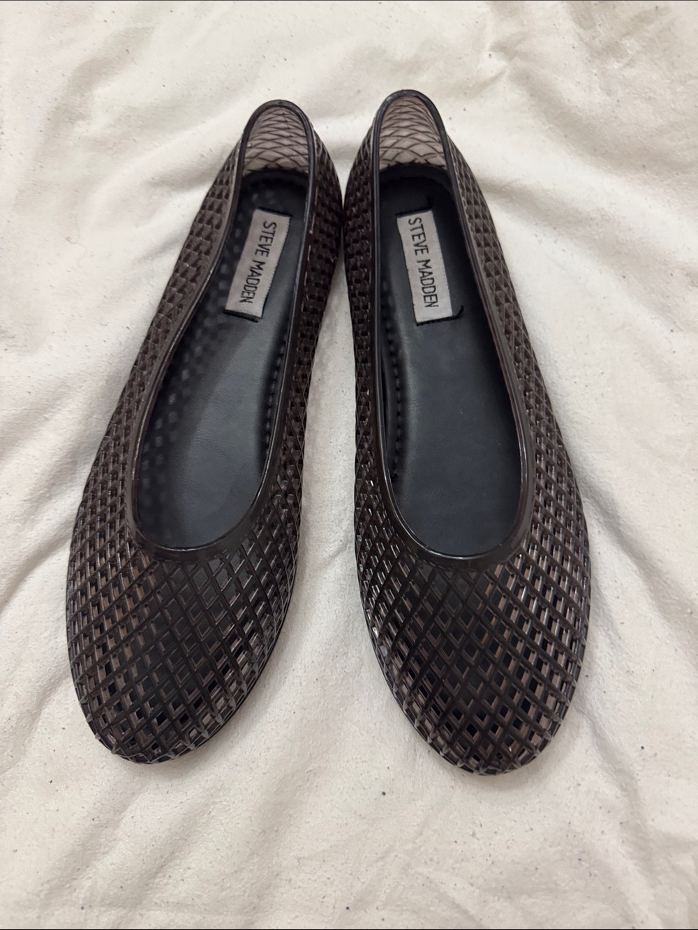 Pre-Owned Steve Madden Dark Brown Woven Slip-On Ballet Flats